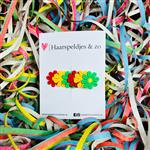 rood/geel/groen (rode/gele/groene) madeliefjes op alligatorclip (groot) - carnaval - haaraccessoires