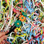 Diadeem met groen/oranje madeliefjes - carnaval - haaraccessoires