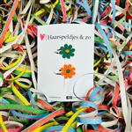 Groen/oranje madeliefjes op klikklakspeldjes - carnaval - haaraccessoires — 3 cm speldjes