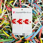 French Barrette met madeliefjes - rood wit - Ut Malse Arckeldurp - carnaval