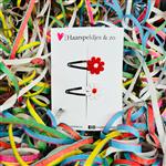 Klikklakspeldjes met rood/witte madeliefjes - carnaval - Ut Malse Arckeldurp — 5 cm