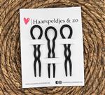 Hair candy - haarpin - haarsieraad - hairpin - hairstick - haar opsteken - kunststof - zwart - set v
