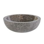 Waskom AQS Stone Rond 35x35x12 cm Gepolijst Natuursteen Grijs Marmer