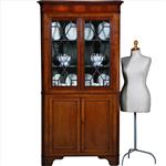 Strakke Georgian hoekkast Welsh ca 1800 eiken met mahonie (No.300240)
