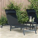 vidaXL Ligstoel 1-persoon Zwart 197 x 54 x 86 cm Staal en textilene