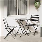 vidaXL 3-delige Opvouwbare Bistro Set in Anthraciet Staal