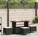 vidaXL Tuin Eetset Zwart Poly riet