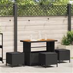 vidaXL 4-delige Tuinset met kussens poly rattan acaciahout zwart