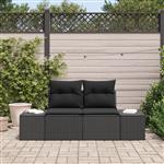 vidaXL Tuinbank 2-zits met opbergruimte en kussens poly rattan zwart