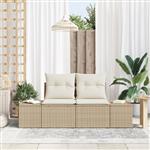 vidaXL Tuinbank 2-zits met opbergruimte en kussens poly rattan beige