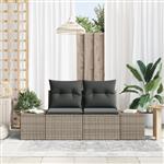 vidaXL Tuinbank 2-zits met kussens poly rattan grijs