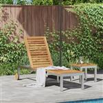 vidaXL Ligbed met Wielen 207x58x35 cm Massief Acaciahout en RVS