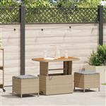 vidaXL Tuin Eetset Beige Poly riet