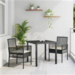 vidaXL Tuinstoelen 2 st met kussens poly rattan zwart