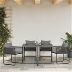 vidaXL Stoel met kussen 4 pcs Zwart en Anthraciet PE Rattan