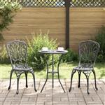 vidaXL 3-delige Tuinbistroset gietaluminium zwart