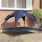 vidaXL Verhoogd Hondenbed met Verwijderbaar Dak Marineblauw XL Staal