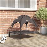 vidaXL Verhoogd Hondenbed Bruin Polyester, Metaal Middelgroot