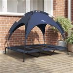vidaXL Verhoogd Hondenbed met Verwijderbaar Dak Marineblauw XL Staal