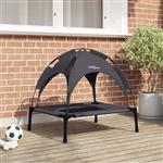 vidaXL Verhoogd Hondenbed Zwart Polyester stof, Metalen frame