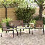 vidaXL Tuin Eetset 4 pcs Bruin poly rattan