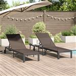 vidaXL Ligstoel met kussen 2-persoon 3 pcs Bruin poly rattan