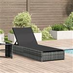 vidaXL Ligstoel met kussen 1-persoon Grijs 60 x 200 x 27cm poly rattan