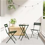 vidaXL Vouw Bistro Set 3 pcs Donkergroen Staal