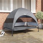 vidaXL Verhoogd Hondenbed Lichtgrijs 127 x 81 x 108 cm Stof en Staal