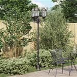 vidaXL Tuinlamp paal 3 lampen E27 220 cm aluminium bronskleurig