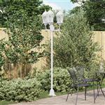 vidaXL Tuinlamp paal 3 lampen E27 220 cm aluminium wit