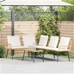 vidaXL Bank l-vormig 231x173x78 cm poly rattan naturel