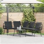 vidaXL Bank l-vormig 231x173x78 cm poly rattan zwart