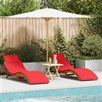 vidaXL Ligstoelen 2 st met kussens massief acaciahout rood