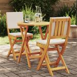 vidaXL 3-delige Vouw Bistro Set met Kussens van Massief Acaciahout