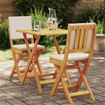 vidaXL 3-delige Vouw Bistro Set met Kussens van Massief Acaciahout