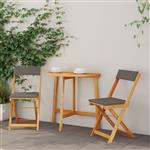 vidaXL 3-delige Vouw Bistro Set met Kussens van Massief Acaciahout