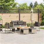vidaXL 6-delige ligbed set met kussens lichtgrijs poly rattan