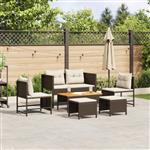 vidaXL 6-delige Tuinset met Kussens Bruin Poly Rattan