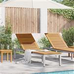 vidaXL Ligbed Grijs 200x55x35 cm Massief Acaciahout