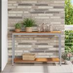 vidaXL Tuin Tafel Natuur & Grijs 35x110x75 cm Massief Hout en Staal