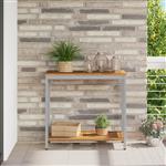 vidaXL Buitentafel Natuurlijk & Grijs 35x80x75 cm Massief Hout en Staal