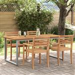 vidaXL Tuintafel 180x90x75 cm staal en massief acaciahout grijs
