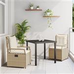 vidaXL 3-delige Tuin Eethoek Beige Poly Rattan
