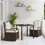 vidaXL 3-delige tuinset Bruin Poly Rattan