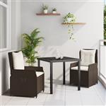 vidaXL 3-delige Tuinset Bruin Poly Rattan