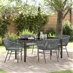 vidaXL 5-delige tuinset met kussens grijs poly rattan