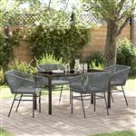 vidaXL 5-delige tuinset met kussens in het grijs van poly rattan