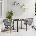 vidaXL 3-delige Tuinset met Kussens Grijs Poly Rattan