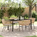 vidaXL 5-delige tuinset met kussens bruin poly rattan